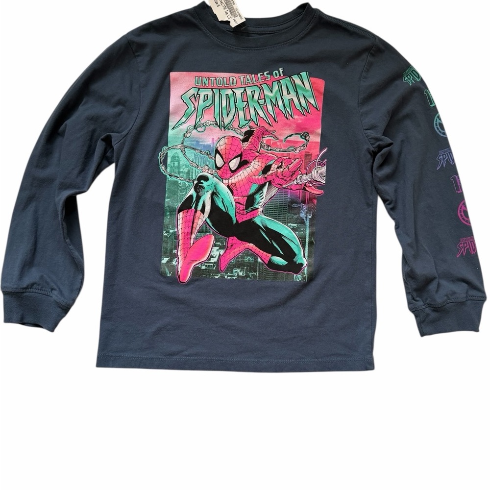Marvel Untold Tales of Spider-Man Long Sleeve Shirt - Pink and Blue on Black
